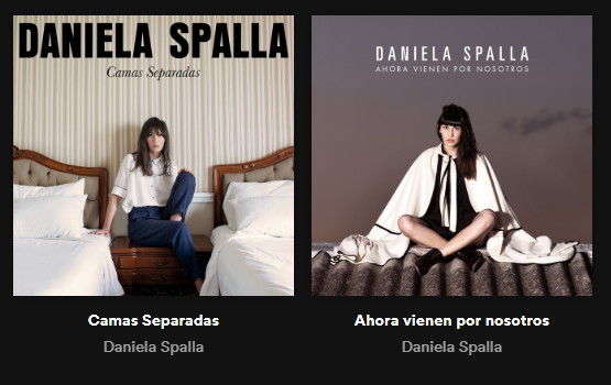 Album covers by Daniela Spalla. In both covers she is in the middle and the titles are on top.