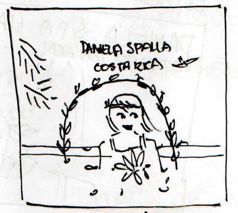 Final Sketch with the cover album. Daniella as a simple bridge on the beach.