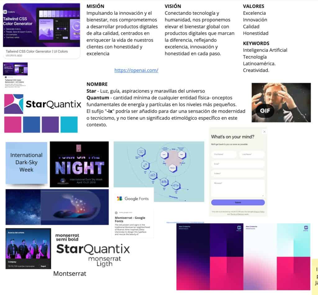 Mood board of the brand